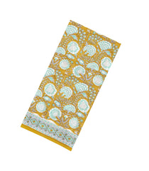 Mustard Printed Jaipur Cotton Saree With Printed Floral Vine Motifs-JC1940