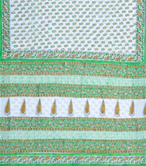 White Printed Jaipur Cotton Saree With Floral Motifs-JC1481
