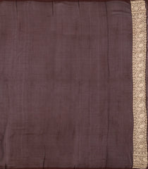 Dark Brown Woven Banarasi Khaddi Georgette Silk Saree With Floral Vine Motifs-BE1958