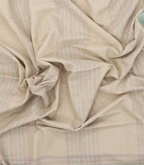 Taupe Handwoven Bengal Cotton Saree With Stripes-BG1494