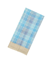 Light Blue Printed Synthetic Dupion Saree With Stripes-BL6063