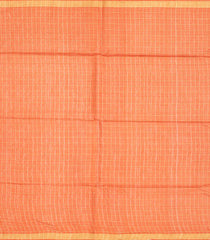 Orange Handwoven Tussar Silk Saree With Checks-Orange