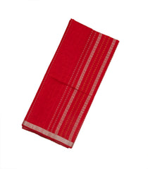 Red Handloom Soft Silk Saree With Stripes & Geometric Pallu-SO4230