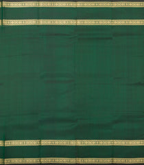 Green Handloom Kanchipuram Silk Saree With Zari Checks-KA15651