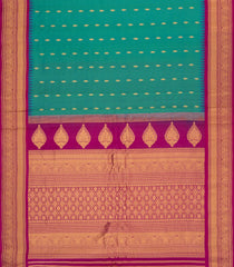 Aquamarine Handloom Gadwal SICO Saree With Cotton Body & Silk Border-GA0327