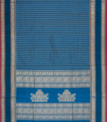 Cyan Handloom Silk Cotton Saree With Checks-SC4272