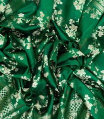 Dark Green Woven Dupion Silk Saree With Floral Jaal Motifs-DS0516