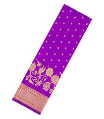 Purple Handloom Paithani Silk Saree With Floral Zari Motifs & Meena Pallu-PA1111
