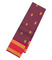 Magenta Handloom Kanchipuram Silk Saree With Stripes & Buttas-KA13925
