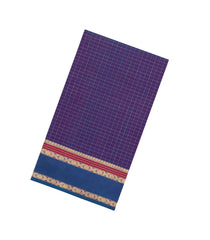 Purple Handloom Silk Cotton Saree With Checks-SC4057