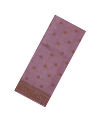 Lilac Woven Tussar Silk Saree With Floral Motifs-TU3143