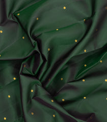 Bottle Green Handloom Kanchipuram Silk Saree With Buttas & Temple Border-KA16182