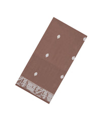 Brown Handloom Bengal Cotton Saree With Floral Buttas-BG1671