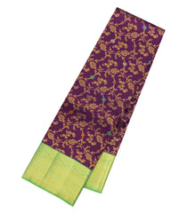 Dark Purple Handloom Korvai Kanchipuram Silk Saree With Floral Zari Motifs-KA15836
