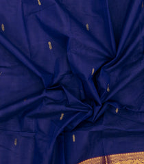 Dark Blue Woven Chettinad Cotton Saree With Buttas & Contrast Border-CN1924