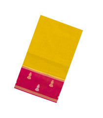 Lime Green Woven Blended Viscose Saree With Contrast Border-BL5620