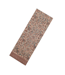 Beige Printed Chanderi Cotton Saree With Zari Border-CC1517