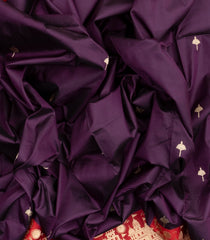 Burgundy Handloom Banarasi Silk Saree With Floral Buttas-BE1497