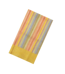 Mustard Printed Synthetic Tussar Silk Saree With Multi Colour Stripes-SY0528