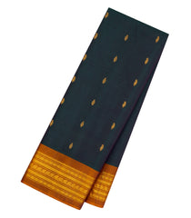Bottle Green Handloom Gadwal Silk Cotton Saree With Buttas-GA0374