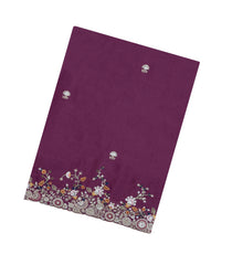 Burgundy Woven Synthetic Blended Saree With Embroidered Motifs-EN1993