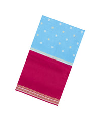Turquoise Woven Blended Viscose With Zari Buttas-BL5560
