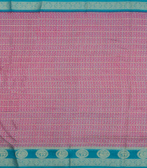Pink Printed Synthetics Dola with Zari Stripes & Contrast Border-BL5220