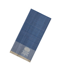 Navy Blue Handloom Soft Silk Saree With Stripes & Border-SO4548