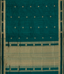 Teal Handloom Silk Cotton Saree With Kolam Buttas-SC3909