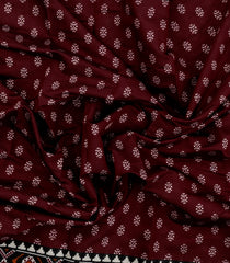Maroon Printed Chanderi Cotton Saree With Zari Border-BL5496