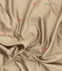 Taupe Woven Dupion Silk Saree With Buttas & Contrast Border-DS0621