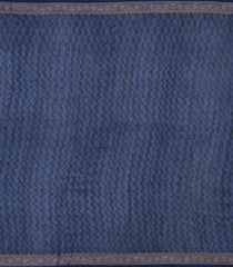 Navy Blue Printed Chanderi Cotton Saree With Zari Border-CC1580