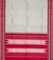 Off White Handloom Korvai Kanchipuram Silk Saree With Black Stripes-KA13151