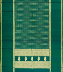 Green Handloom Kanchipuram Silk Saree With Checks & Buttas-KA15659