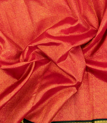 Red Handloom Korvai Kanchipuram Silk Saree With Green Border-KA16363