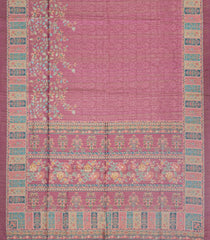 Dusty Pink Printed Synthetic Tussar Saree With Floral Motifs-BL5385
