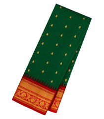 Green Handloom Gadwal SICO Saree With Cotton Body & Silk Border-GA0326