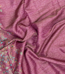 Pink Printed Synthetic Tussar Silk Saree With Contrast Border-SY0142