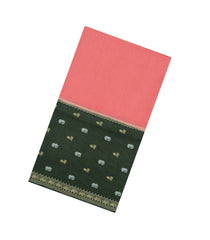 Peach Woven Blended Viscose With Contrast Border-BL5578