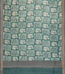 Shadow Green Printed Chanderi Cotton Saree With Zari Border-CC1510