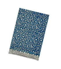 Cyan Woven Net Saree With Embroidered Mirror Work Motifs-EN1888