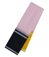 Baby Pink Handloom Korvai Kanchipuram Silk Saree With Ganga Jamuna Border-KA15402