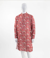 Dark Pink Mid Length Kurta with floral print -EW1094