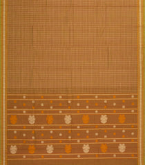 Beige Handloom Kanchi Cotton Saree With Checks-KC1624