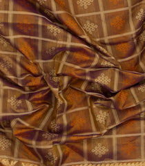 Beige Handloom Silk Cotton Saree With Checks-SC4290