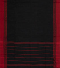 Black Woven Bengal Cotton Saree With Contrast Border-BG1751