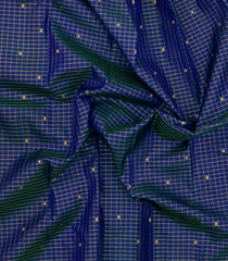 Dark Blue Handloom Kanchipuram Silk Saree With Checks & Buttas-KA15714