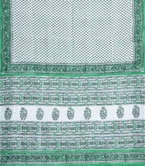 White Printed Jaipur Cotton Saree With Floral Motifs-JC1485