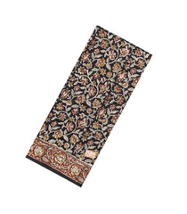 Black Printed Jaipur Cotton Saree With Printed Floral Motifs-JC1770