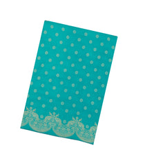 Turquoise Woven Synthetic Viscose Saree With Floral Motifs-BL4729